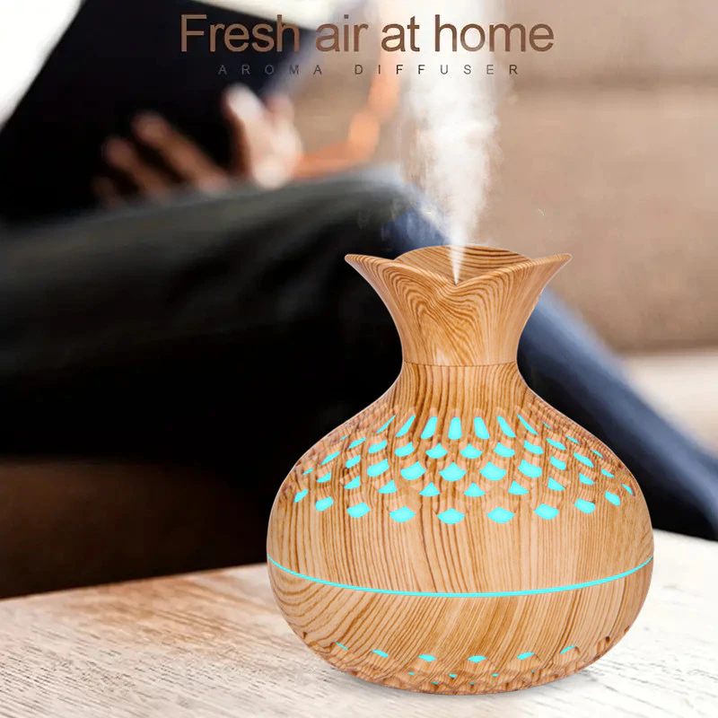 Difuzor de ulei esential, Aromaterapie, Umidificator de aer, Purificator, Rezervor 300ML, Cu iluminat LED