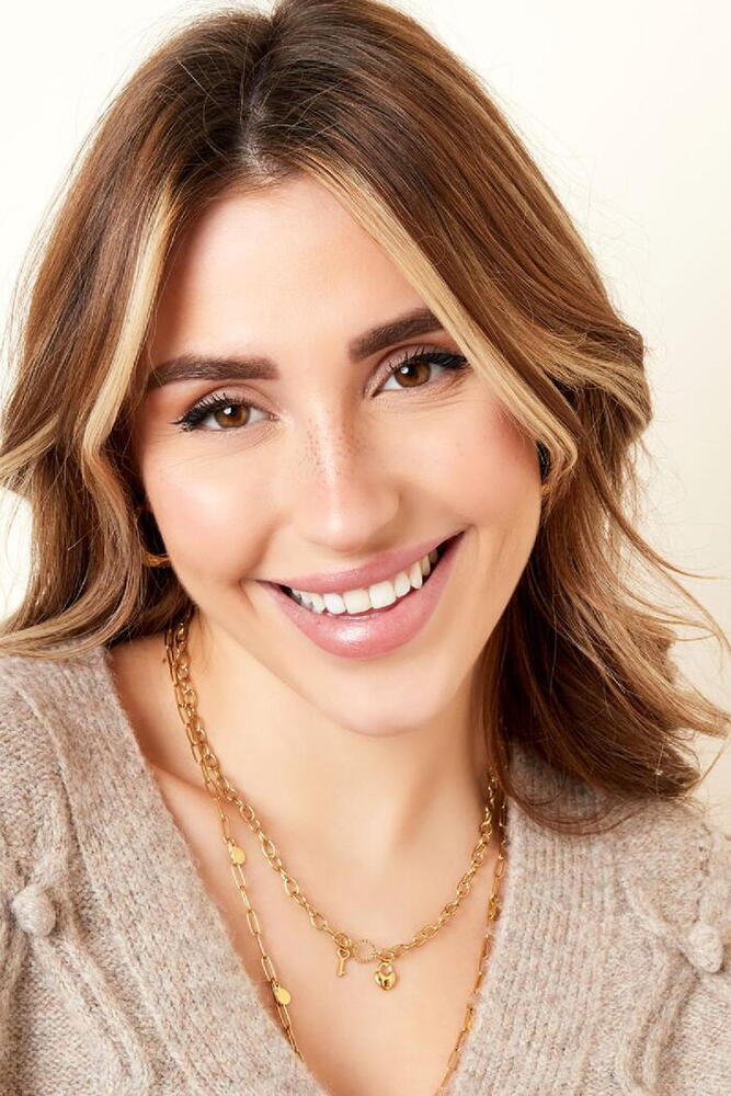 Colier Inox Cu Inimioara Si Cheie, Auriu