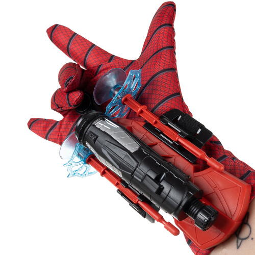 Lansator de Sageti, Manusa lui SpiderMan, din material textil cu lansator si trei sageti, pentru copii
