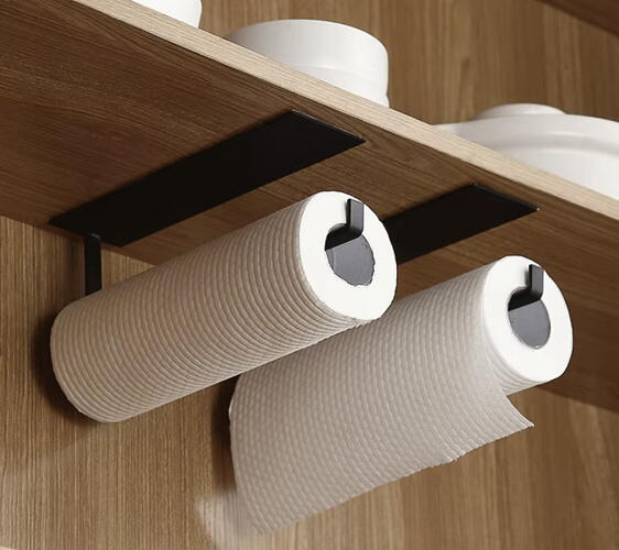 Suport rola prosoape de hartie buacatarie montat pe perete, Din otel inoxidabil, Suport pentru folie de plastic, Suport pentru agatat prosoape, 26 cm, Negru
