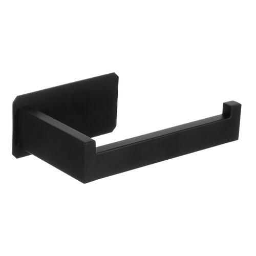 Suport autoadeziv pentru hartie igienica, Inox, 13.9 x 7.8 x 4.8 cm, Negru mat