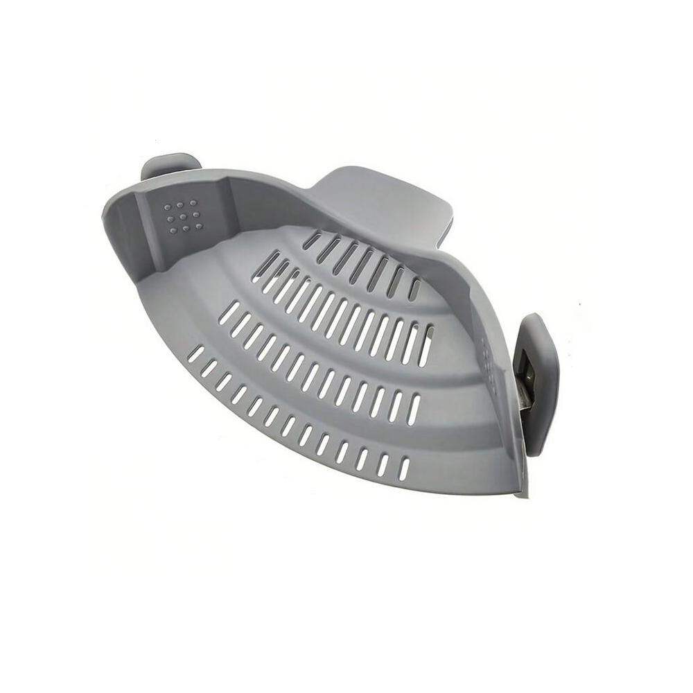 Strecuratoare din Silicon pentru Oale, Cratite, cu Clesti de Prindere, pentru Paste, Legume, Se Potriveste Oricarei Marimi, Gri