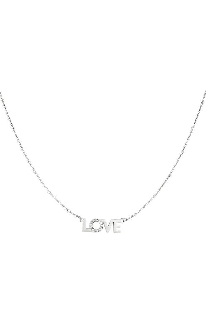 Colier Inox LOVE, Argintiu