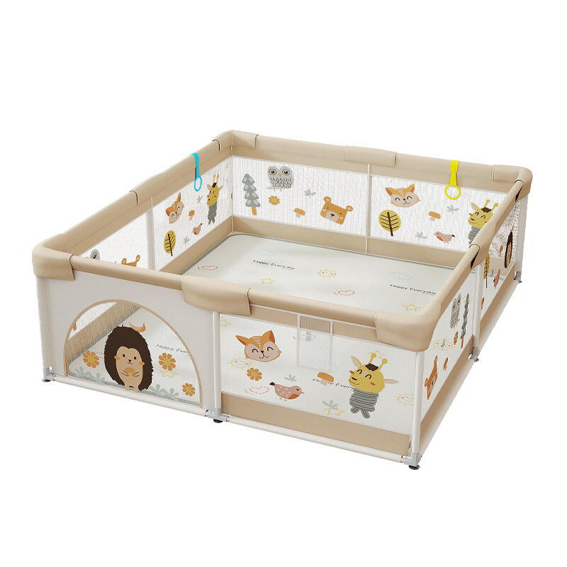 Tarc de joaca pentru copii, centru de activitati, interior si exterior, cu plasa de protectie si usa, covor si bile incluse, protectie bare, XXL 180x200cm Multicolor