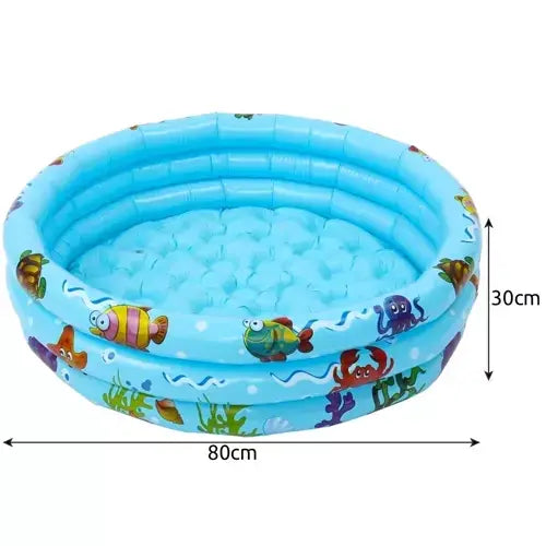 Piscina pentru copii, PVC, 3 Inele, 80 x 30 cm, 58 L, Albastru / Multicolor