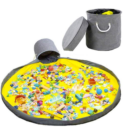 Cos pliabil pentru depozitare jucarii sau haine, Organizare Jucarii, Cu saltea de joc, Capac anti praf, 31 x 27 cm