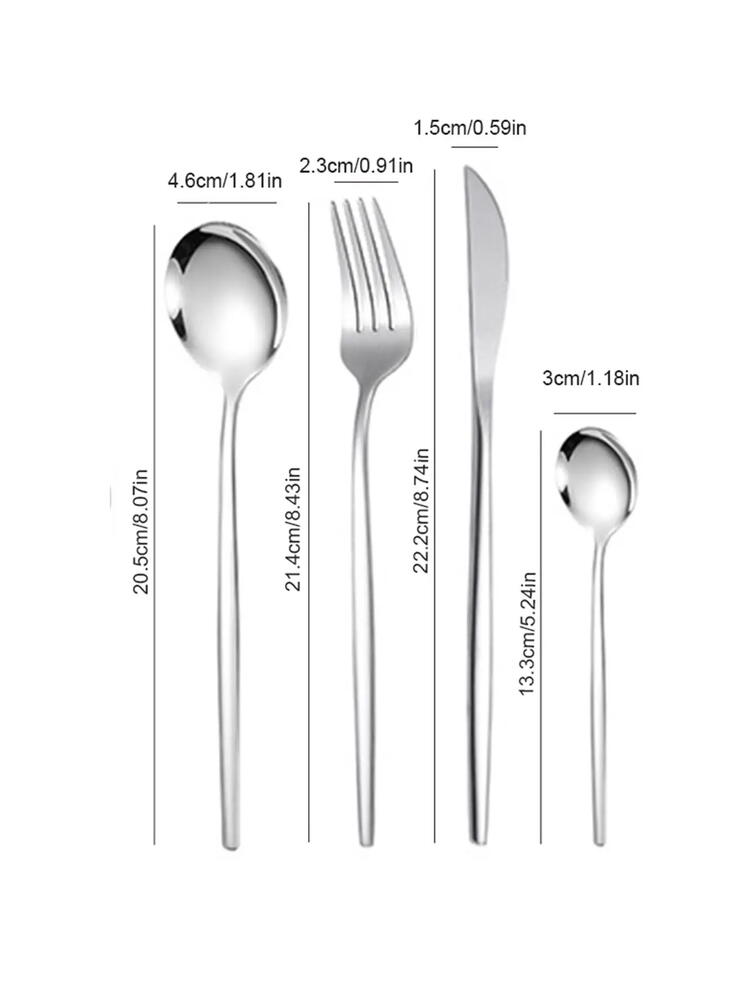 Set de Tacamuri Elegant Premium 24 Piese, Otel Inoxidabil, Design Modern, Argintiu