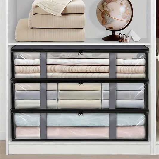 Geanta depozitare haine sub pat, Inchidere cu fermoar, Rezistent la praf si umiditate, Durabil, Respirabil, Usor de pliat si curatat, 60*45*15cm, Negru