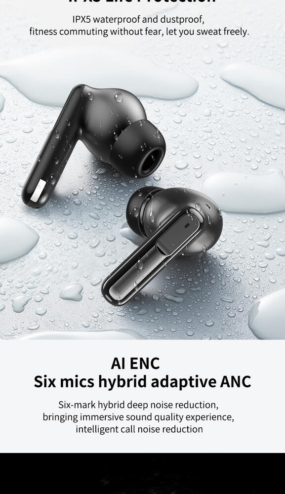 Casti Bluetooth 5.4, Baterie Statie 400mAh, StandBy 150H, Touch pe Casti, Respingere/Raspundere Apel VNC-310, Negru