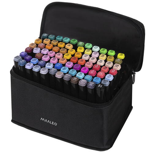 Set 80 Markere, Varf Dublu, Cu Etui si Organizator