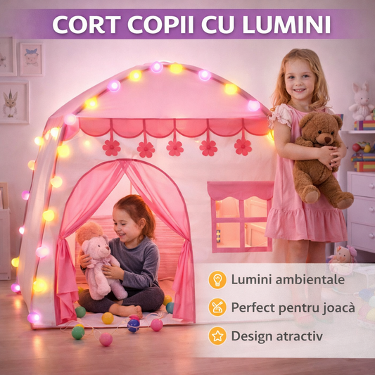 Cort pentru copii cu LED, 126x130x90cm, 20 lumini, multicolor