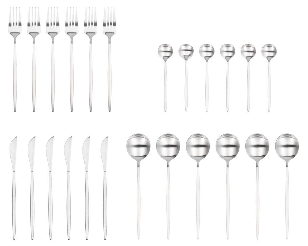 Set de Tacamuri Elegant Premium 24 Piese, Otel Inoxidabil, Design Modern, Argintiu