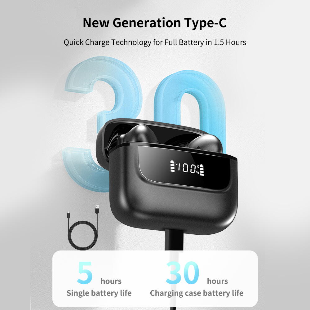 Casti Bluetooth 5.4, Baterie Statie 400mAh, StandBy 150H, Touch pe Casti, Respingere/Raspundere Apel VNC-310, Negru