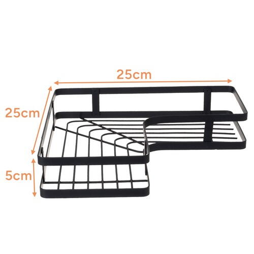 OFERTA 1+1 GRATIS Set Raft de Dus cu Etajere Colt pentru Baie, din Otel Inoxidabil, Organizator Baie cu Montare Usoara fara Gaurire, Design Modern, Negru