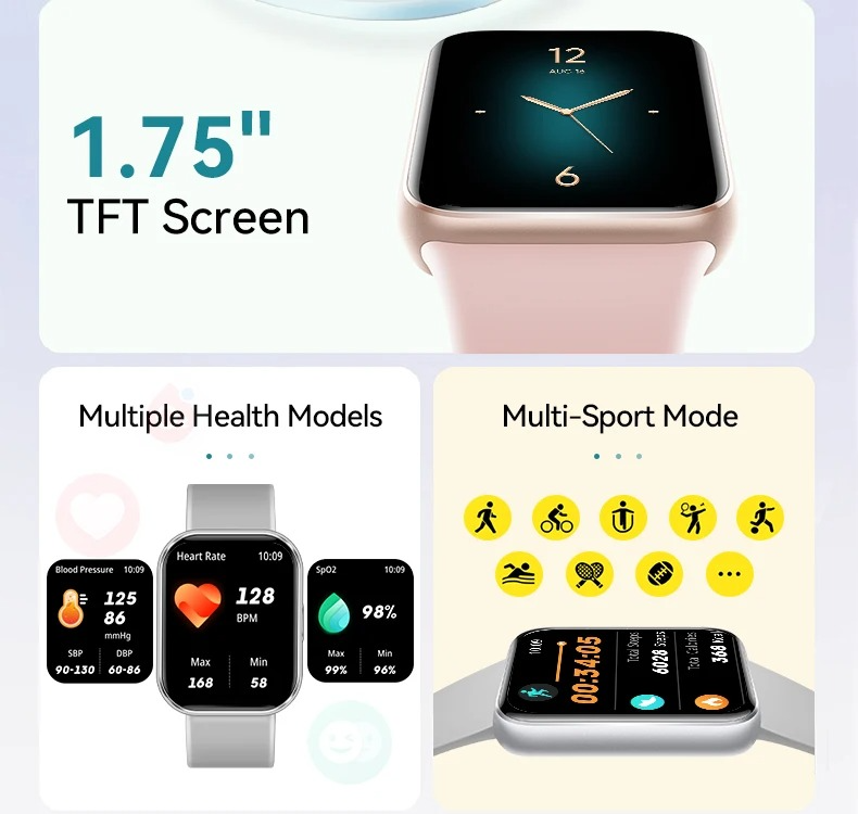 SmartWatch Cu Apel Bluetooth, Ritm Cardiac, Nivel Oxigen, Tensiune Arteriala, Moduri Sport, Calorii, Monitorizare Somn, Meniu RO, Nivel Stres, Calculator