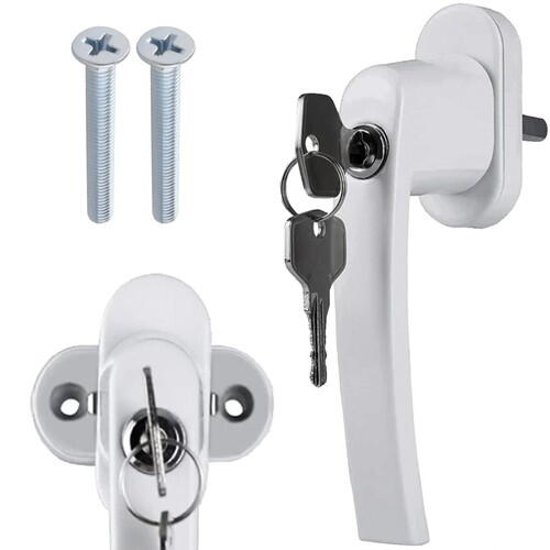 Maner fereastra cu incuietoare, model universal, inchidere securizata, 2 chei incluse, Alb