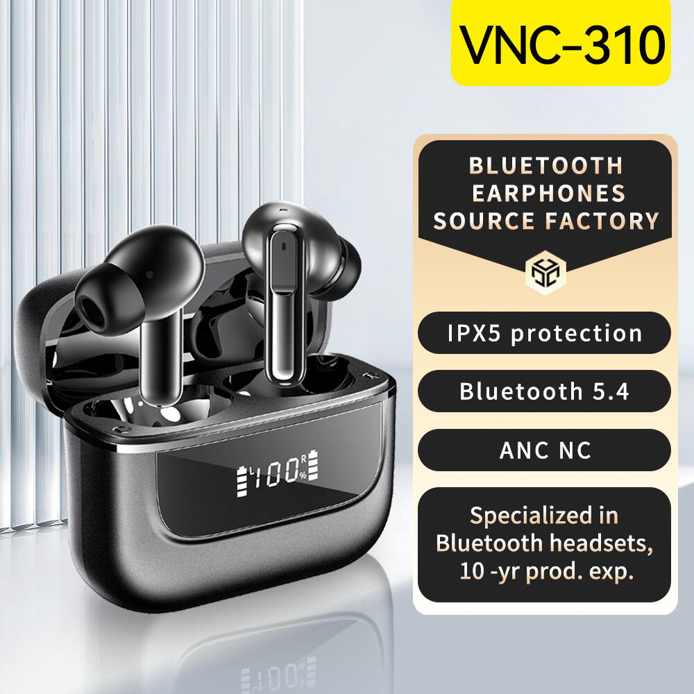 Casti Bluetooth 5.4, Baterie Statie 400mAh, StandBy 150H, Touch pe Casti, Respingere/Raspundere Apel VNC-310, Negru