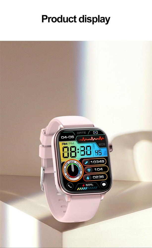 SmartWatch cu Apel Bluetooth, Glucometru, Analiza Impedantei Bioelectrice, EKG, HRV, Temperatura Corporala, Ritm Cardiac, Nivel Oxigen, Tensiune Arteriala S726