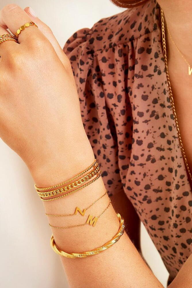 Bratara Inox Cu Initiala Litera T, Auriu