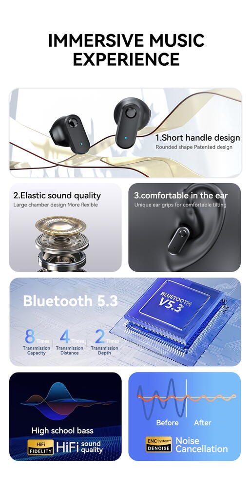 Casti Bluetooth 5.3, Baterie Statie 200mAh, StandBy 180H, Touch pe Casti, Respingere/Raspundere Apel VTS-210, Negru