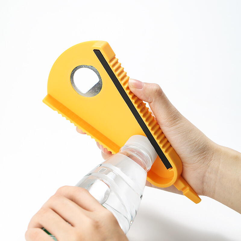 Desfacator multifunctional pentru conserve/sticle/borcane, ABS/Cauciuc, Galben