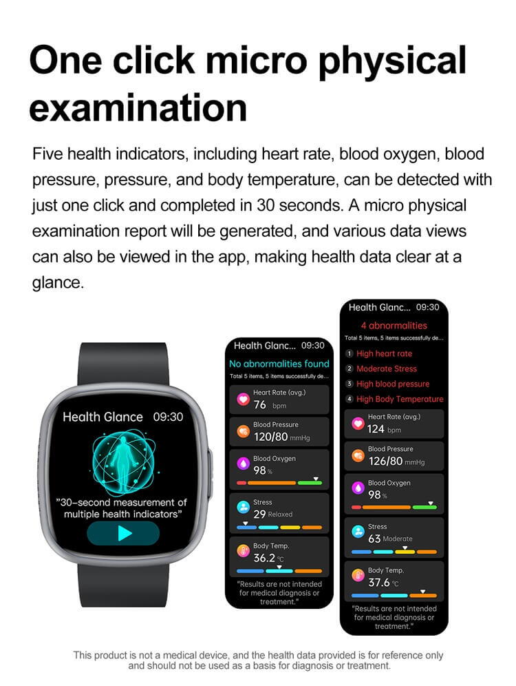 SmartWatch cu Senzor Glucometru, EKG, Temperatura Corporala, Compozitia Sangelui, Acid Uric, Colesterol, Metabolism, Grasimea din Corp, Apel Bluetooth, Numar SOS S809