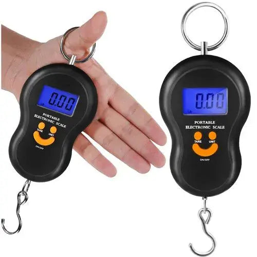 Cantar digital suspendat pentru bagaje si pescuit, cu carlig, capacitate maxima 50 kg, afisaj LCD, functie HOLD, 21 x 7 cm