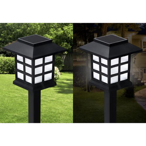 Set 6 lampi solare de exterior pentru gradina, Oprire/Stingere Automata, Cu tarus, Tip felinar, Decorative, Senzor de lumina, Rezistente la apa, Lumina rece