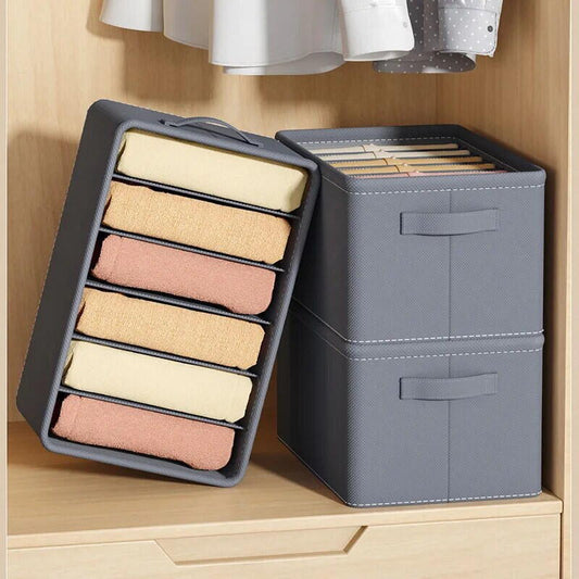 Organizator imbracaminte cu 9 compartimente pentru blugi, pulovere, camasi, 44x30x20 Gri