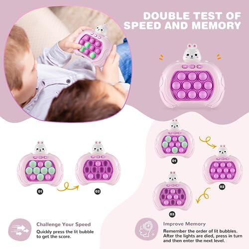 Consola Pop It Fidget, Jucarie pentru copii 3+ ani și Joc de petrecere, Roz