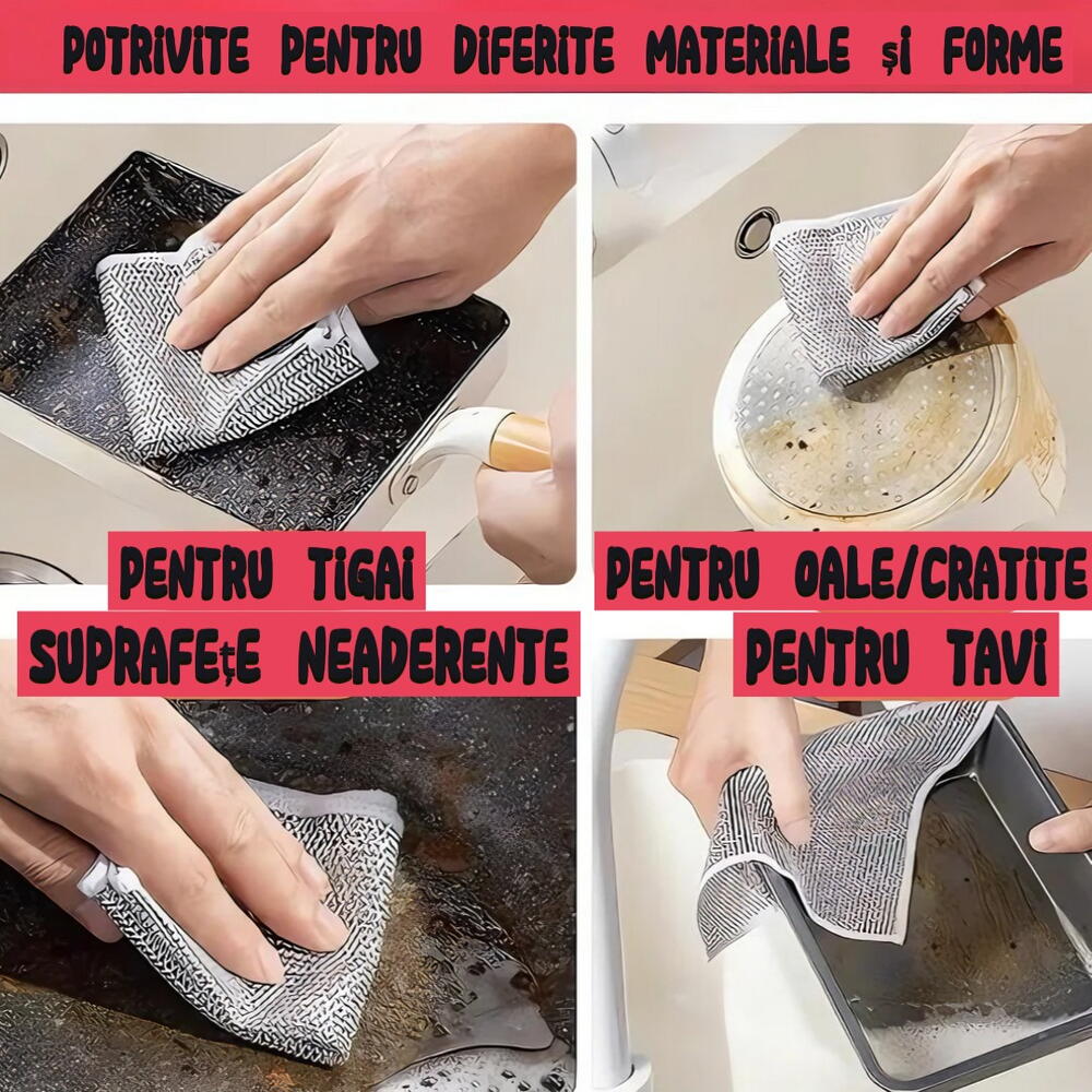 Lavete multifuncționale din microfibra metalica, 20x20cm, Set 5 buc