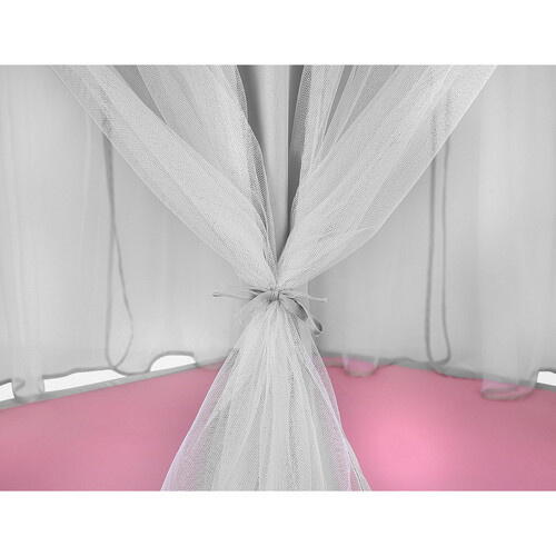 Cort de joaca pentru copii, Varf Conic, Perdele Transparente, Dimensiuni Generoase, Instalare Usoara, pentru Interior/Exterior, 123 x 123 x 140cm, Roz/Gri