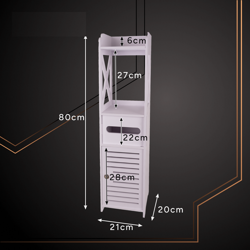 Dulap baie ingust, Suport hartie igienica, Raft Depozitare, 80 x 20 x 21 cm