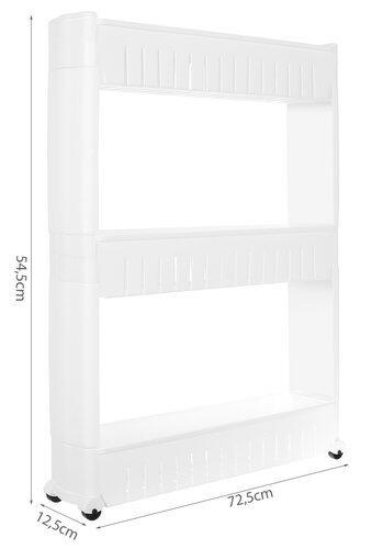 Raft de bucatarie sau baie, Mobil pe roti, Usor de asamblat si mutat, Universal, 3 nivele, Alb
