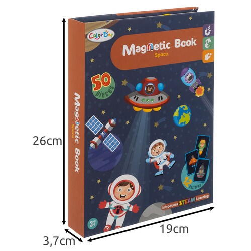 Carte tip Puzzle Magnetic , Set 50 magneti, 6 Cartonase Duble, Tema cosmos