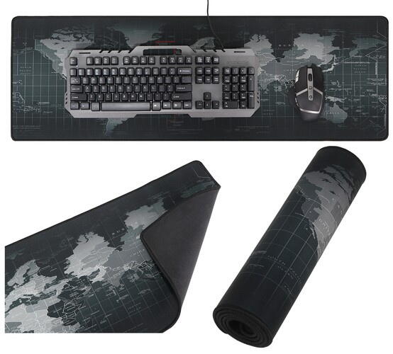 Mousepad gaming/birou, Antiderapant, 880x300 mm, Harta Lumii