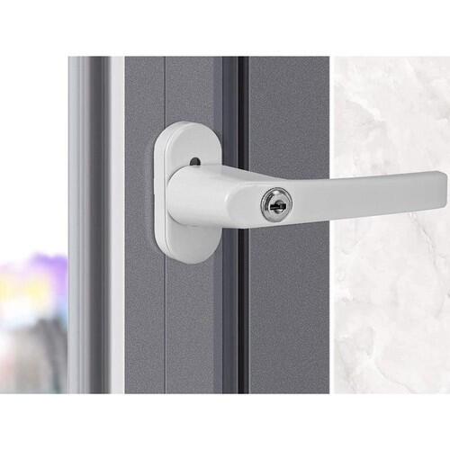 Maner fereastra cu incuietoare, model universal, inchidere securizata, 2 chei incluse, Alb