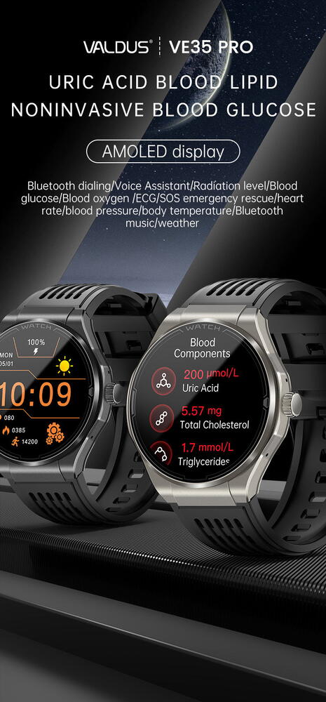 SmartWatch cu Apel Bluetooth, Glucometru, Analiza Impedantei Bioelectrice, EKG, HRV, Nivel Radiatii, Temperatura Corporala, Ritm Cardiac, Nivel Oxigen, Tensiune Arteriala S782