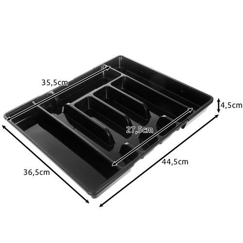 Organizator pentru tacamuri si ustensile de bucatarie, sertar extensibil, suport ajustabil pentru cutite, negru