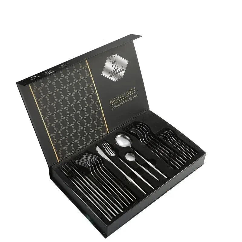 Set de Tacamuri Elegant Premium 24 Piese, Otel Inoxidabil, Design Modern, Argintiu