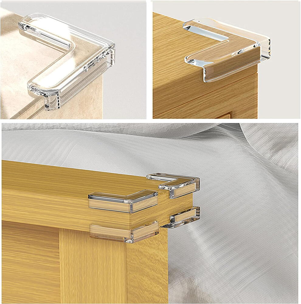 Set 12 Protectie de colt din silicon, transparent, 4x4cm