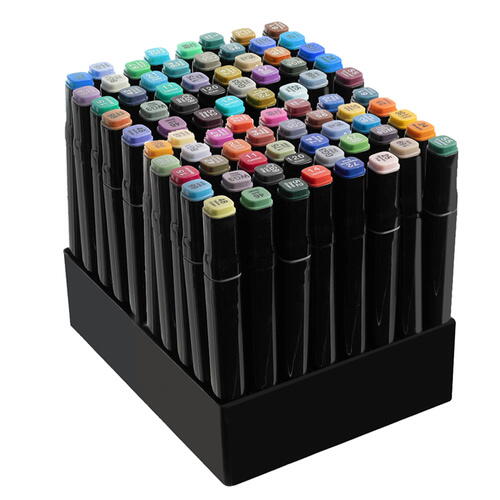 Set 80 Markere, Varf Dublu, Cu Etui si Organizator