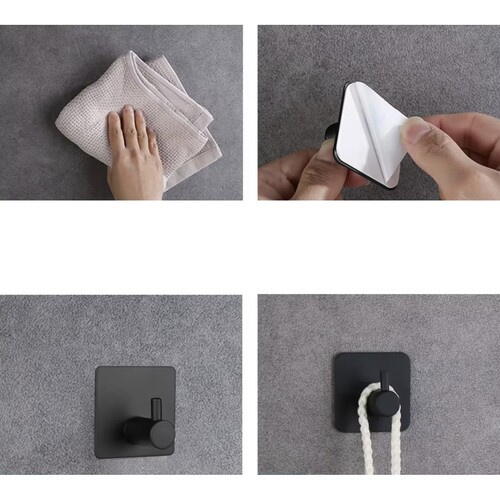 Set 4 Suport cu Adeziv pentru Prosoape, Dimensiuni 4,5 x 4,5 x 2,5 cm, Rezistent la Umiditate, Rugina, Ideal pentru Bucatarie, Baie, Otel Inoxidabil, Sarcina 3 Kg