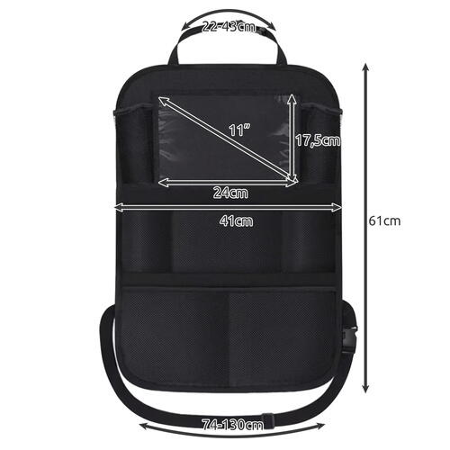 Organizator auto pentru spatarul scaunului, cu 10 buzunare, Suport Tableta, Suport Sticla Apa, Negru
