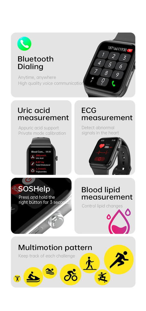 SmartWatch cu Apel Bluetooth, Senzor Glucometru, Analiza Impedantei Bioelectrice, EKG, HRV, Nivel Radiatii, Temperatura Corporala, Ritm Cardiac, Nivel Oxigen, Tensiune Arteriala S777