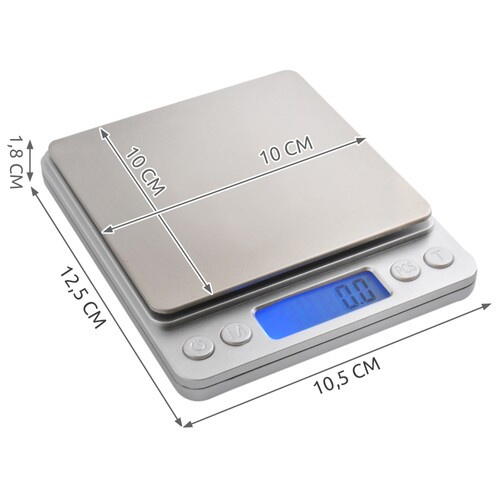 Cantar electronic de bucatarie, Digital Scale, Professional, Inalta precizie, 2000gr, Diviziune 0.1gr, Argintiu