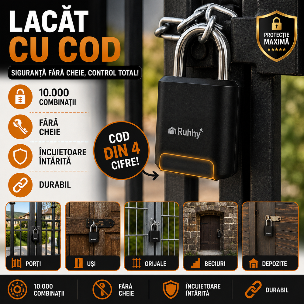 Lacat cu cod de 4 cifre, Rezistent la apa