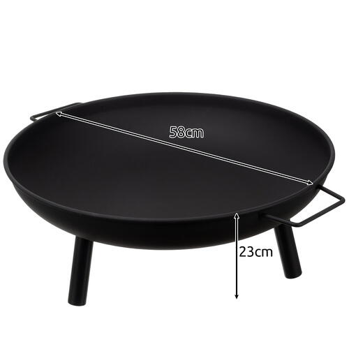 Vatra de foc pentru terasa si gradina, din Otel, Diametru 58 cm, Inaltime 23 cm, culoare Negru