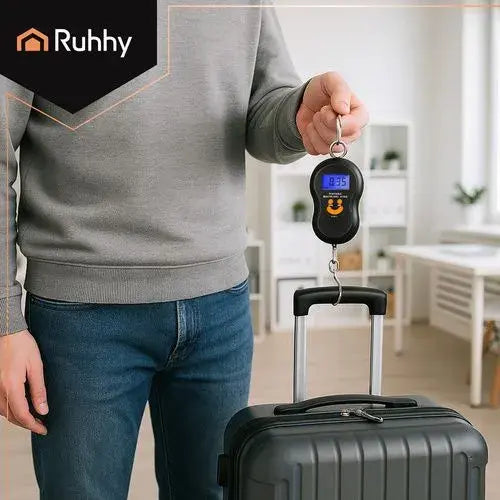 Cantar digital suspendat pentru bagaje si pescuit, cu carlig, capacitate maxima 50 kg, afisaj LCD, functie HOLD, 21 x 7 cm