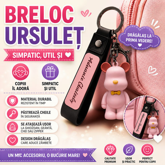 Breloc cu ursulet, Roz